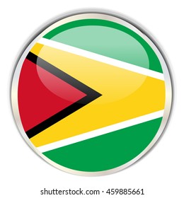 Guyanese Flag Glossy Button with highlights