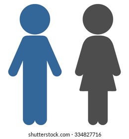 Guys Couple vector icon. Style is bicolor flat symbol, cobalt and gray colors, rounded angles, white background.