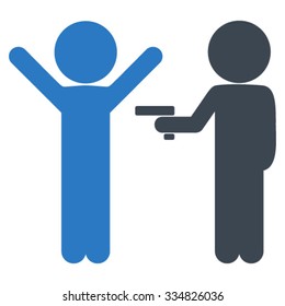 Guys Crime vector icon. Style is bicolor flat symbol, smooth blue colors, rounded angles, white background.
