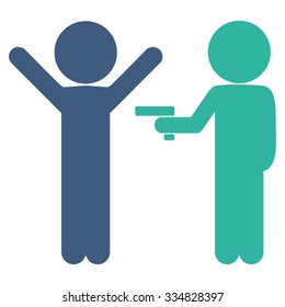 Guys Crime vector icon. Style is bicolor flat symbol, cobalt and cyan colors, rounded angles, white background.