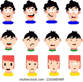 Guys icon pack, illustration, vector on a white background.