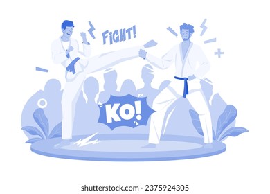 Chicos Karate Esparando Para Entrenar