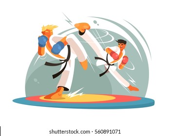 Guys karate sparring for training