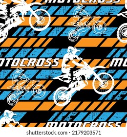 guys pattern. motocross on blue and orange rectangular lines