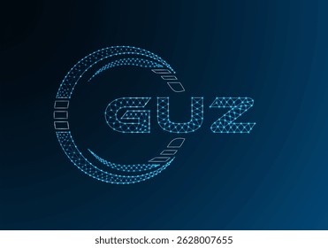 Diseño de Vector de logotipo de letra polivinílica baja GUZ. Diseño de logotipo de poliéster inferior GUZ. Logotipo de poliéster bajo.