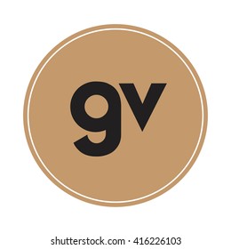 gv brown letters ,abstract background logo, design identity in circle, alphabet letter