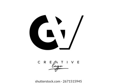 GV Creativo Minimalista Espacio Negativo Logo Latter con Monograma Moderno para Branding y Negocio Lettermark Logo con Letras Iniciales Diseño de Logo para Branding.