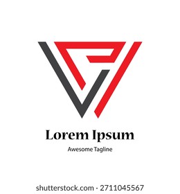 GV ou CV letra criativo triângulo forma logotipo ícone de design
