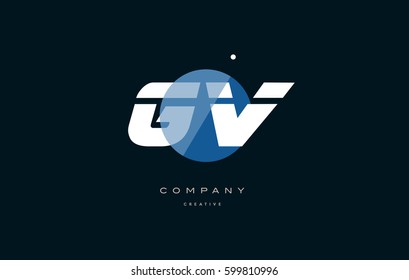 gv g v  blue circle dot big font alphabet company letter logo white design vector icon template 