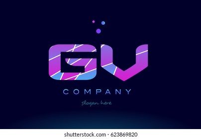 gv g v  creative color blue background pink purple magenta alphabet letter company logo vector icon
