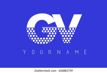 GV G V Dotted Pattern Letter Logo Design Vector with Blue Background.