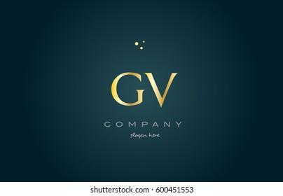 gv g v  gold golden luxury product metal metallic alphabet company letter logo design vector icon template green background