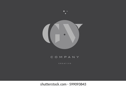 gv g v  grey modern stylish alphabet dot dots eps company letter logo design vector icon template 