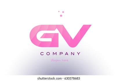 gv g v letter alphabet text pink purple dots creative company logo vector icon design template