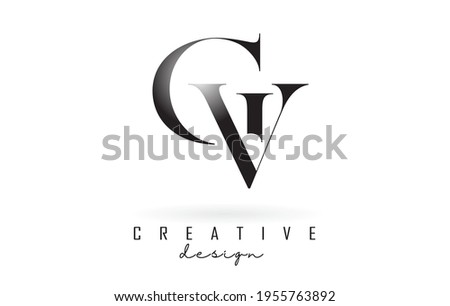 GV g vletter design logo logotype concept with serif font and elegant style. Vector illustration icon with letters G and v.