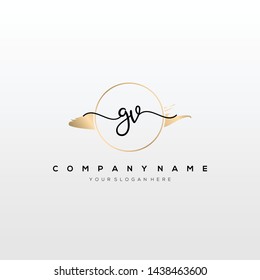 GV handwriting initial logo template vector.
