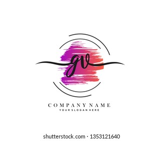 GV handwriting initial  logo vector