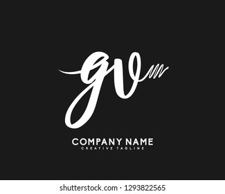 GV Initial Handwriting Logo Template Vector