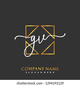 GV Initial Handwriting logo template vector
