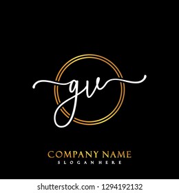 GV Initial Handwriting logo template vector