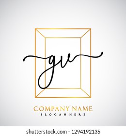 GV Initial Handwriting logo template vector