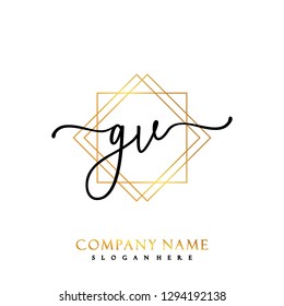 GV Initial Handwriting logo template vector