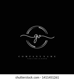 GV initial handwriting logo template vector