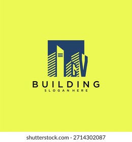 GV initial letter building logo for real estate with square design