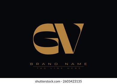 GV initial letter logo design. Letter G and V luxury alphabet letter logo icon template