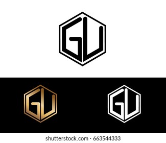GV initial letters linked with hexagon shape logo