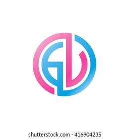GV initial letters loop linked circle logo pink blue
