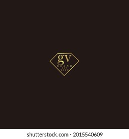 GV Initial Logo Diamant Luxus Hochzeits-Illustration