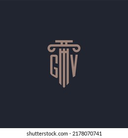 GV initial logo monogram with pillar style design for law firm and justice company