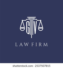 GV initial monogram for lawfirm logo with scales vector image
