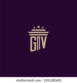 GV initial monogram logo design for lawfirm lawyers with pillar vector image