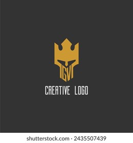 Logo del monograma inicial de GV para jugar con el diseño de la imagen del rey creativo espartano