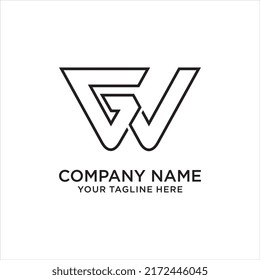 GV Letter Logo Design in Black Colors. Creative Modern Letters Vector Icon Logo Illustration.