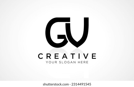 GV Letter Logo Design Vector Template. Alphabet Initial Letter GV Logo Design With Glossy Reflection Business Illustration.