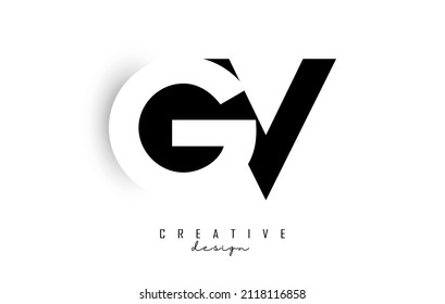 GV-Buchstaben Logo mit negativem Raumdesign. Buchstabe mit geometrischer Typografie. Kreative Vektorgrafik mit Buchstaben.