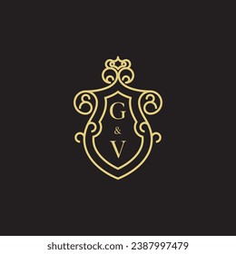 Logo inicial de la línea GV vintage en un diseño profesional de alta calidad que se imprimirá en cualquier medio impreso