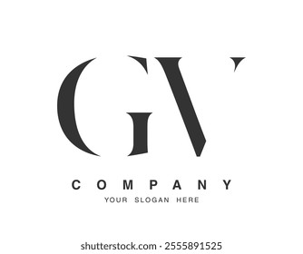 GV logo design. Initial letter g and v serif font style. Creative classic company name typography. Trendy logotype or identity. Vector illustration.