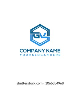GV logo letter initial, Abstract polygonal Background Logo