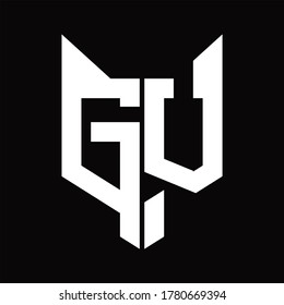 GV Logo monogram with fox head shape design template