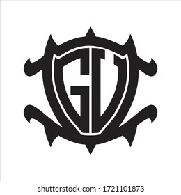 GV Logo monogram isolated with frame shield shape design template