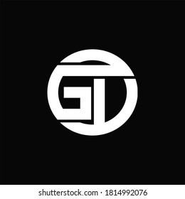 GV Logo monogram with rounded line swipe design template on black background