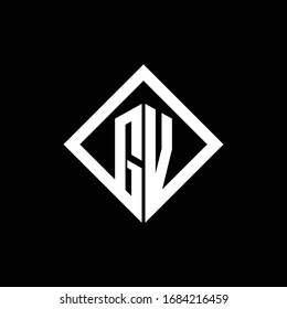 Monograma del logotipo de GV con plantilla de diseño de estilo rotatorio cuadrado