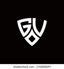 GV monogram logo with modern shield style design template isolated on black background