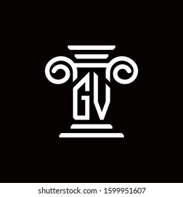 GV monogram logo with pillar style design template