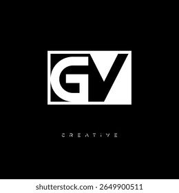 GV Negative Space Monogram - Minimalista preto e branco marca logotipo para marca criativa, identidade de moda e design moderno
