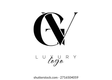 GV Serif Letter Monogram Typography Logo for Elegant Premium Branding Identity